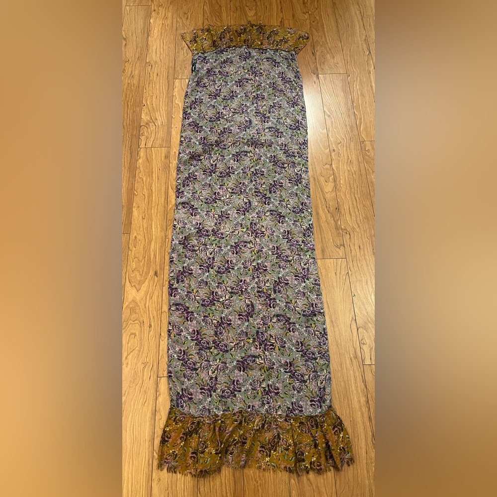 Floral Patterned Chelsey by Joseph Scarf Lightweight Boho Purple Grey Brown